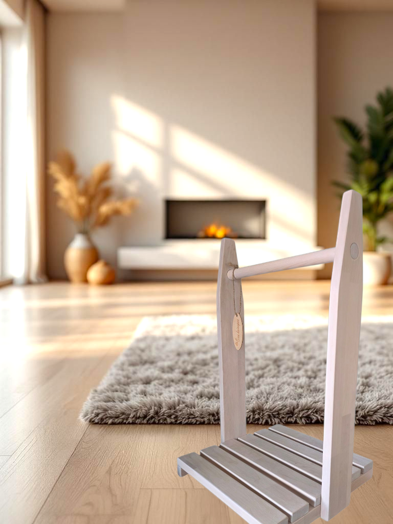 Puunkantoteline, kuultava valkoinen.